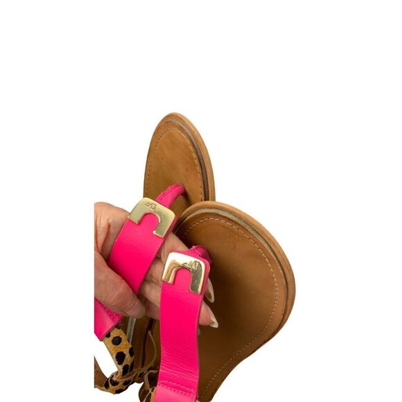 Diane Von Furstenberg flat strappy sandals size 10 bright pink - Picture 6 of 8
